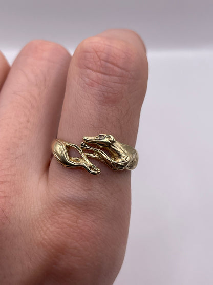 9ct gold diamond greyhound ring