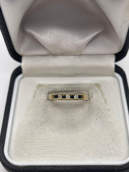 9ct gold sapphire and diamond ring
