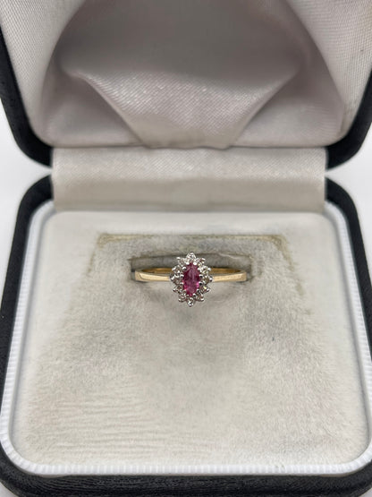 9ct gold ruby and diamond ring
