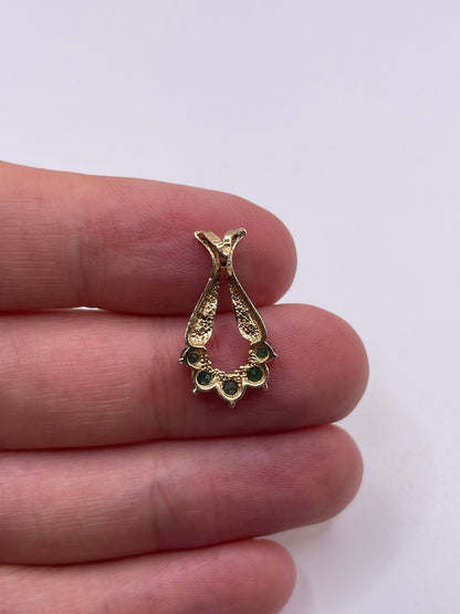 9ct gold emerald and diamond pendant