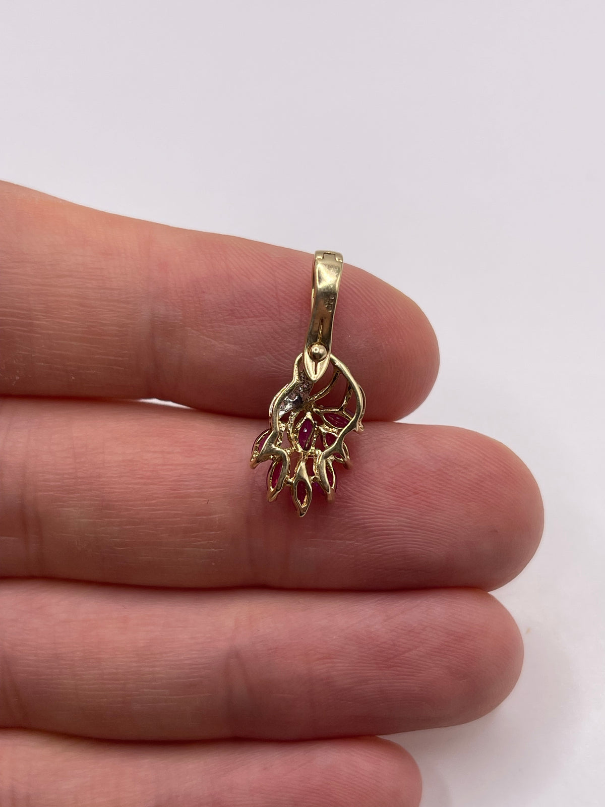 9ct gold ruby and diamond pendant