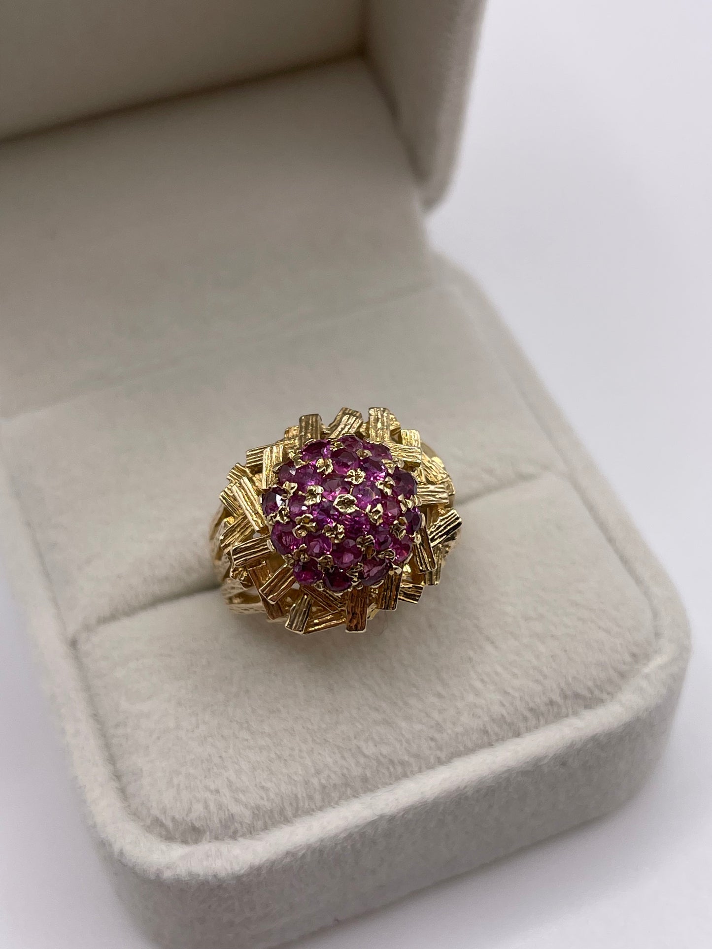 9ct gold ruby cluster ring