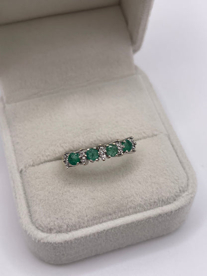 9ct gold emerald and diamond ring