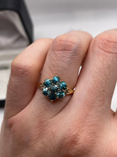 Load image into Gallery viewer, 9ct gold blue and white zircon ring
