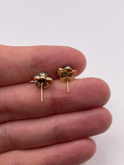 9ct gold turquoise earrings