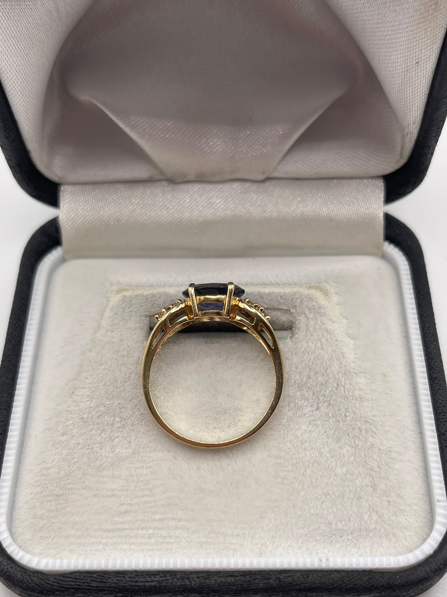 9ct gold iolite and diamond ring