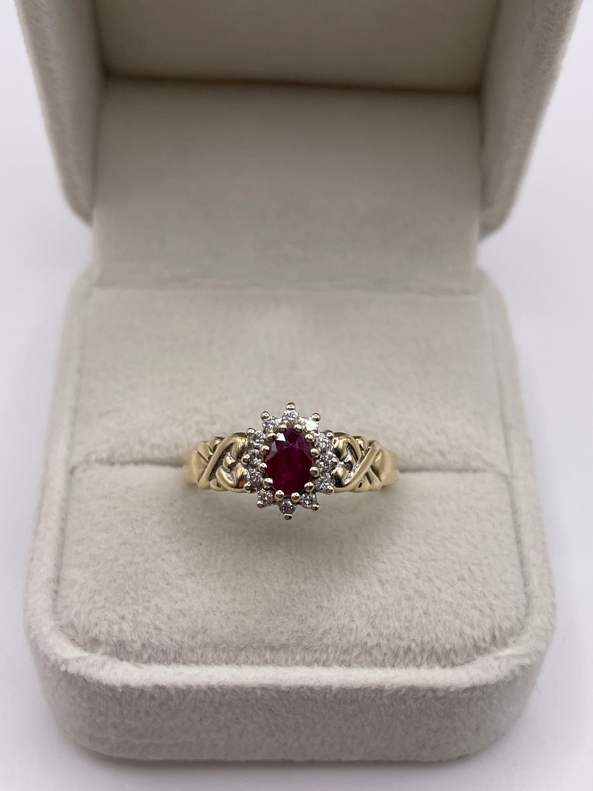 9ct gold ruby and diamond ring