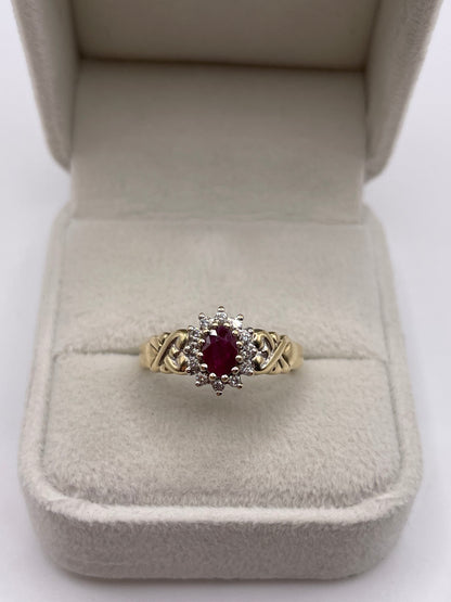 9ct gold ruby and diamond ring