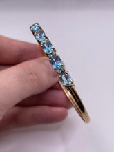 Load image into Gallery viewer, 9ct gold blue topaz and diamond bangle
