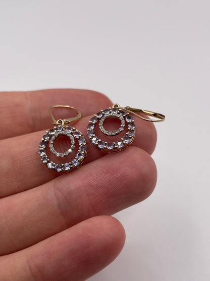 9ct gold tanzanite and diamond earrings