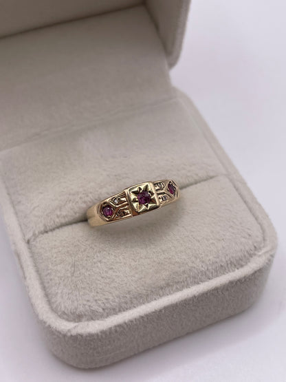 9ct gold ruby and diamond gypsy ring