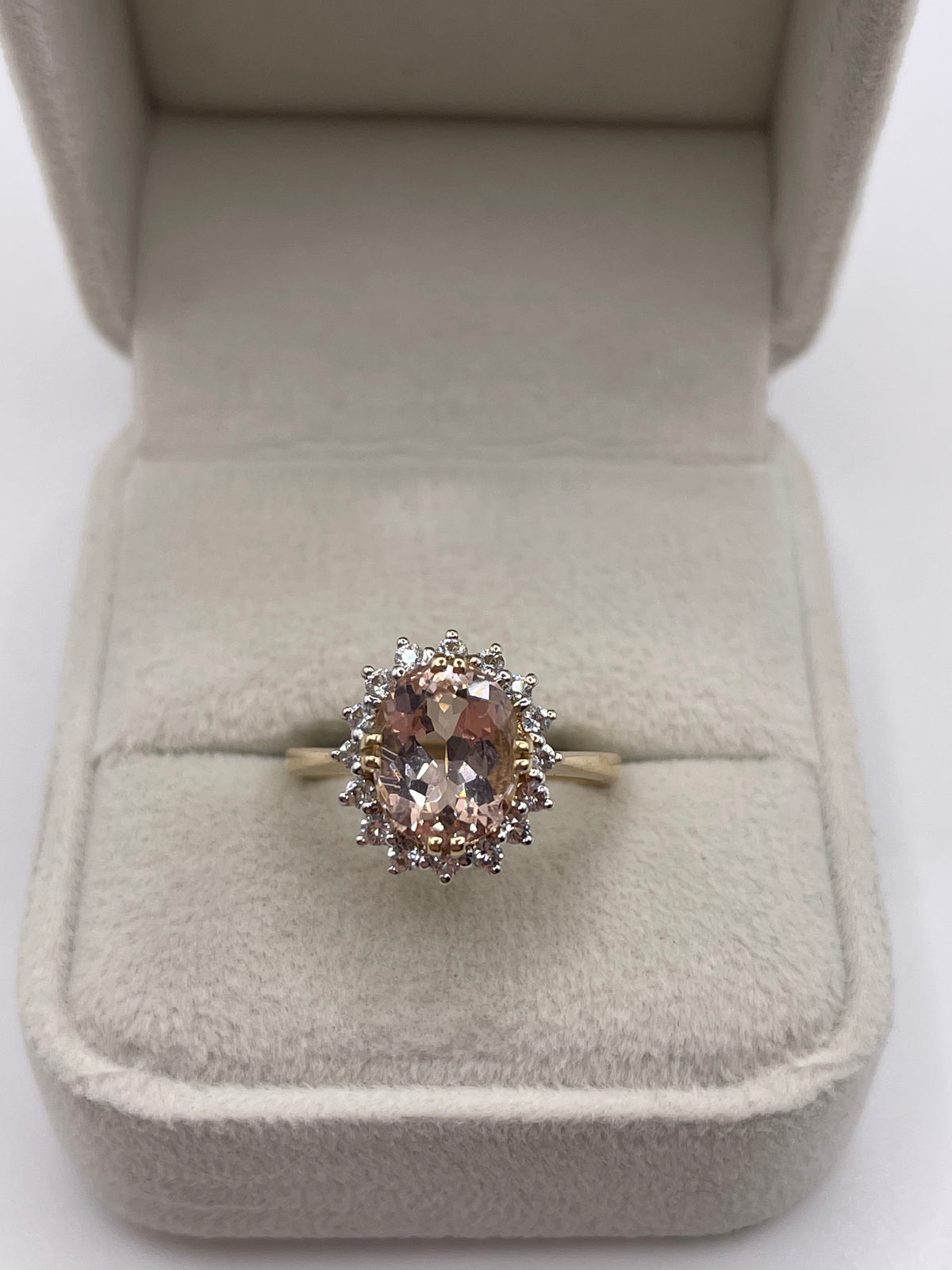 9ct gold morganite and zircon ring
