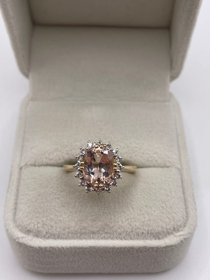 9ct gold morganite and zircon ring