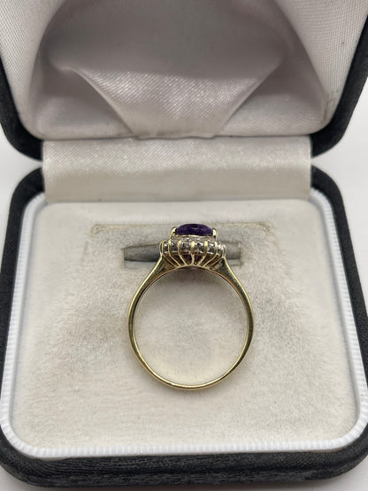 9ct gold amethyst and diamond ring