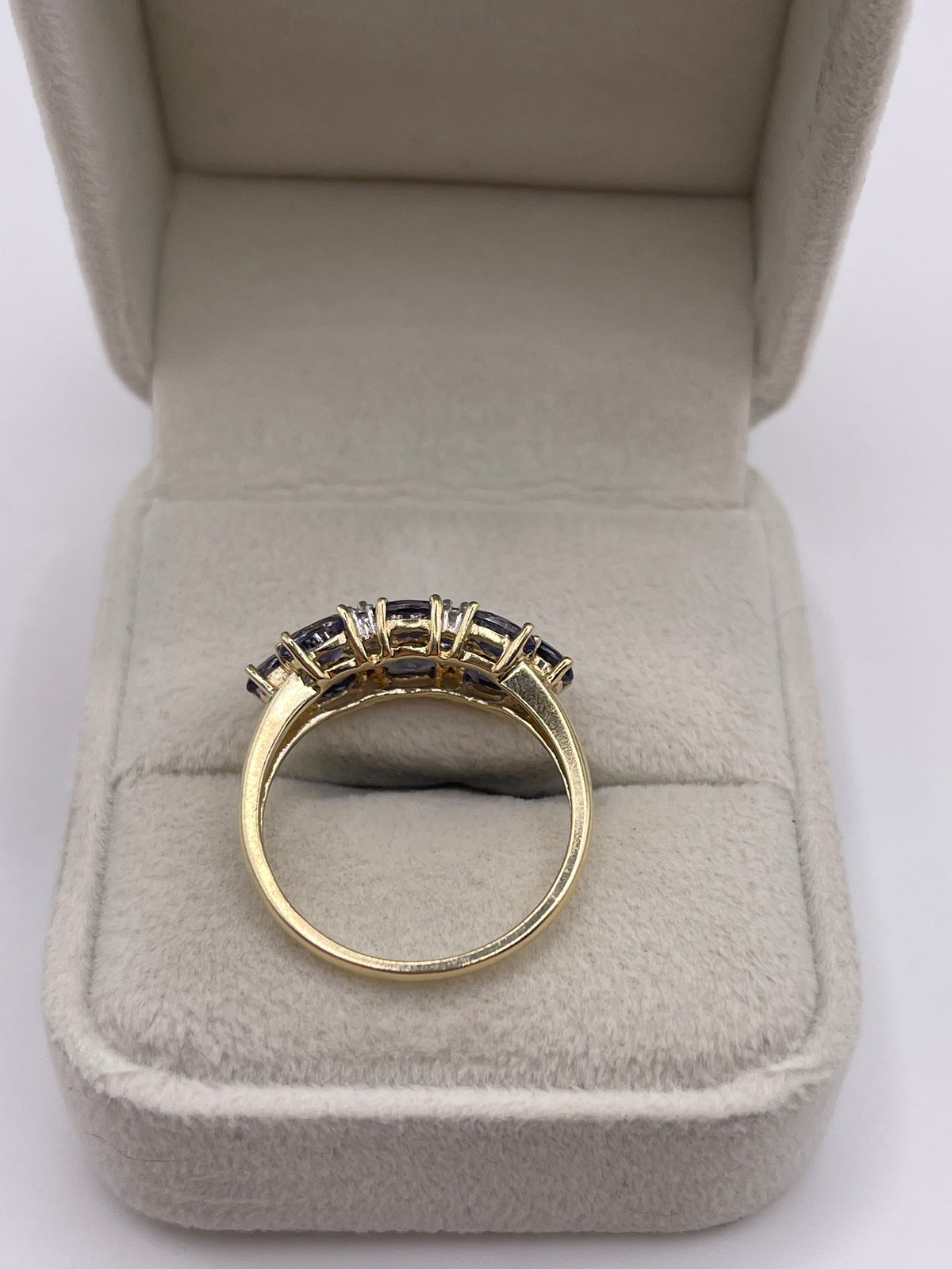 9ct gold iolite and diamond ring