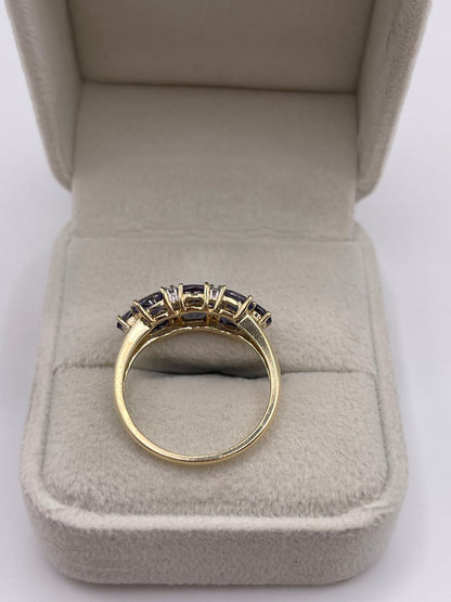 9ct gold iolite and diamond ring