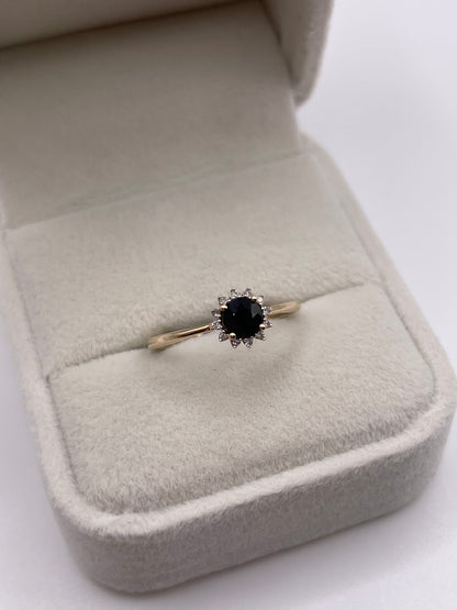 9ct gold sapphire and diamond ring