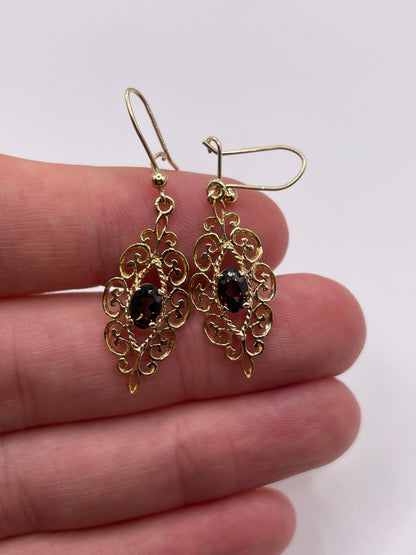 9ct gold Smokey quartz earrings