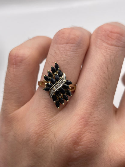 9ct gold sapphire and diamond ring