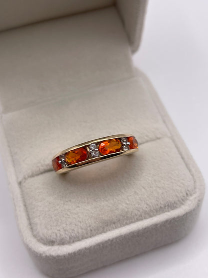 9ct gold fire opal and zircon ring