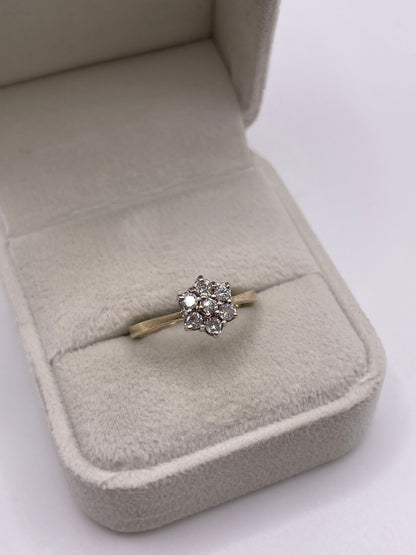 9ct gold 33 point diamond cluster ring