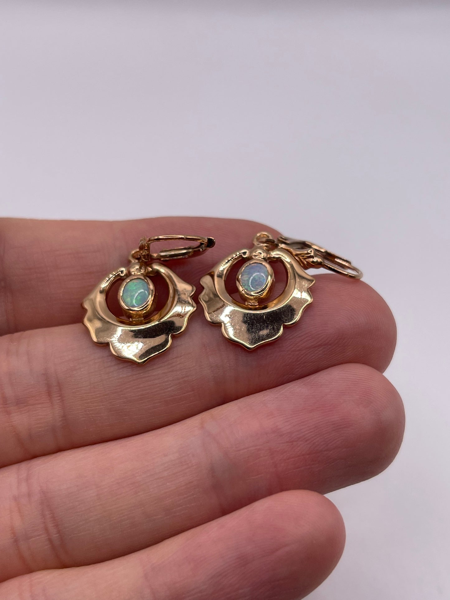 14ct rose gold opal earrings