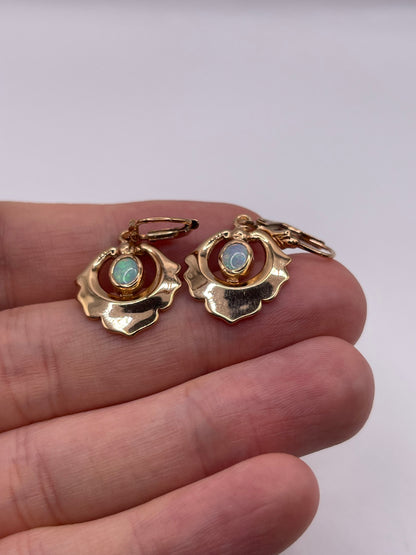 14ct rose gold opal earrings