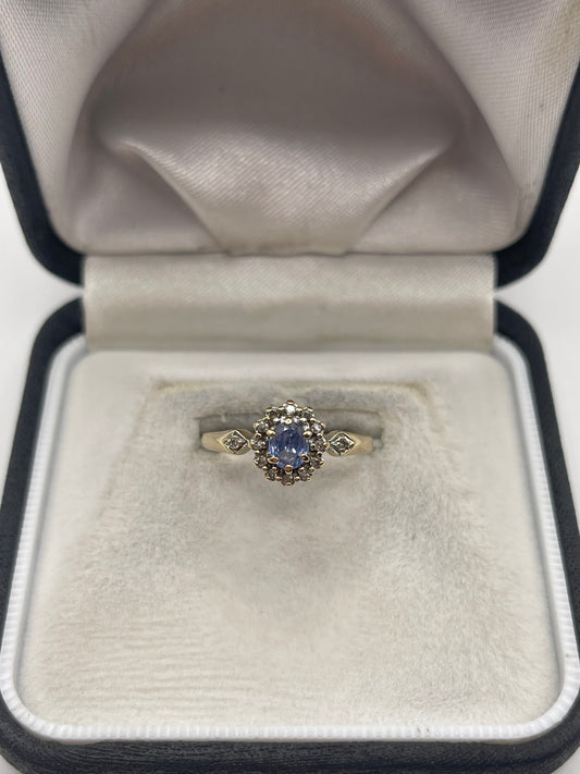 9ct gold sapphire and diamond ring QRFZ