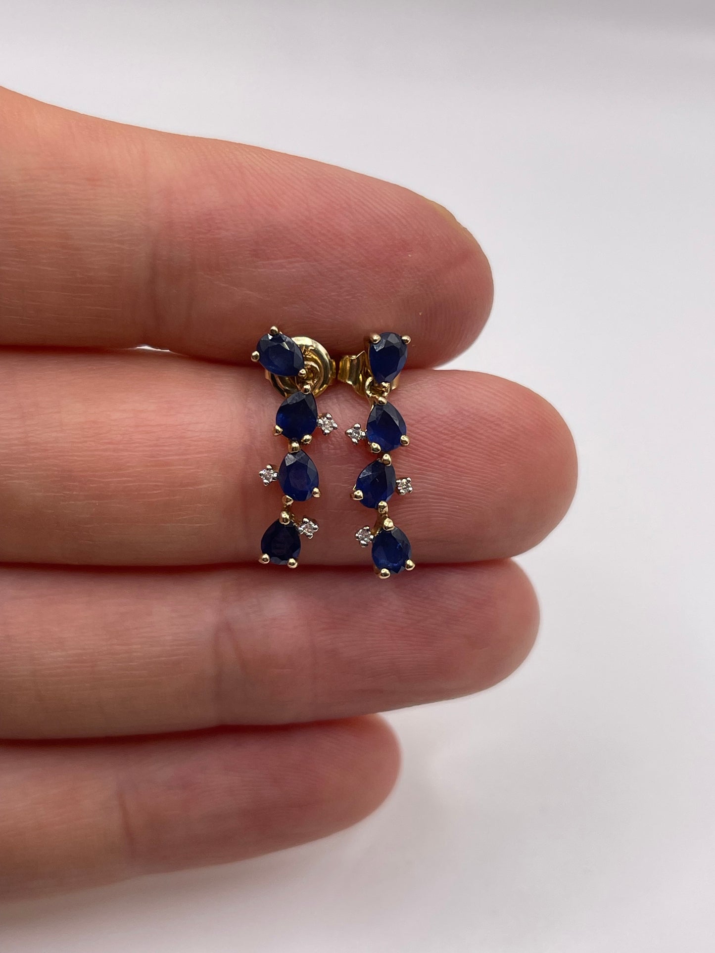 9ct gold sapphire and diamond earrings