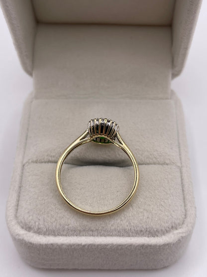 9ct gold diopside and diamond ring