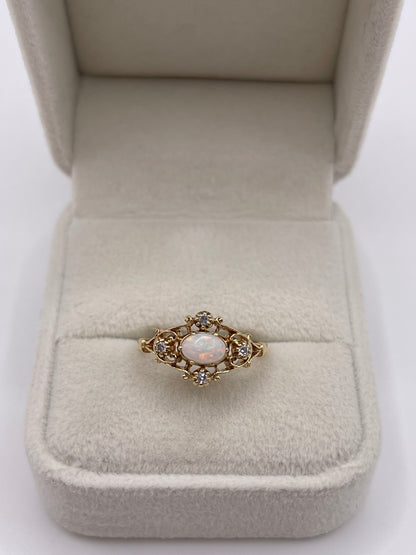 9ct gold opal and diamond ring