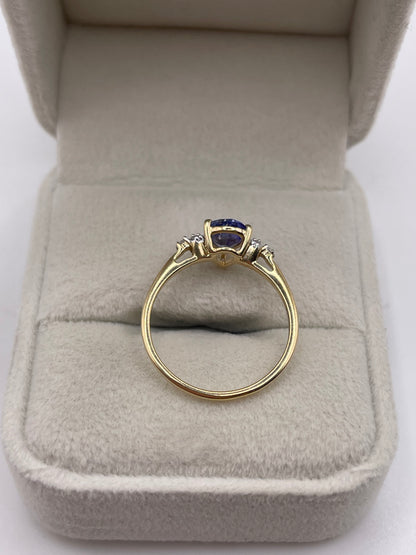 9ct gold tanzanite and zircon ring