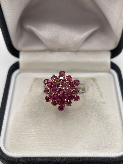 9ct gold ruby cluster ring