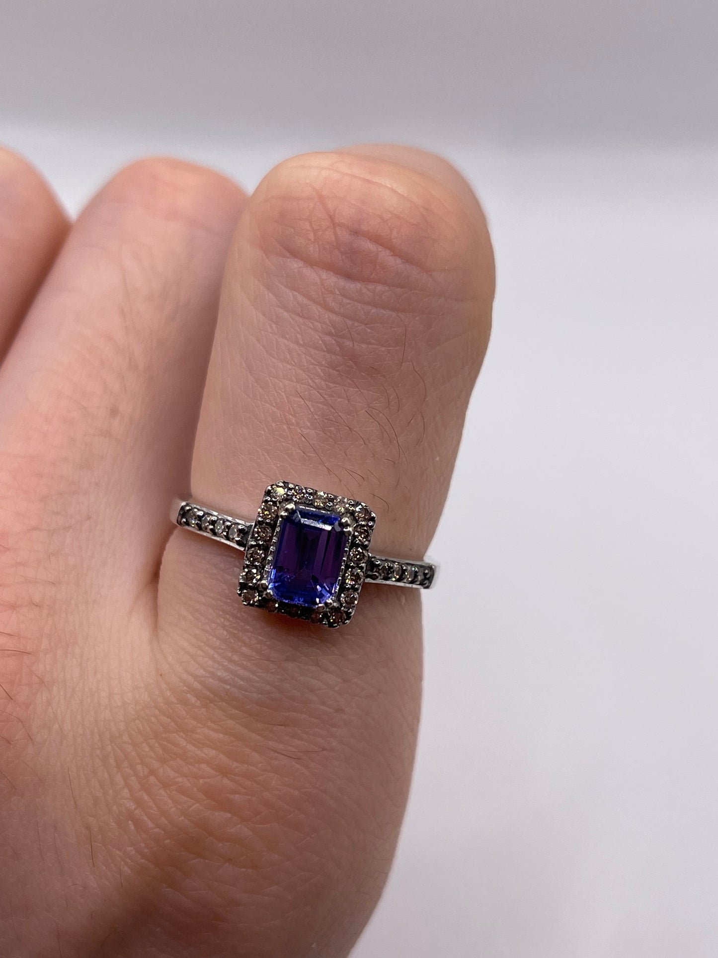 LeVian 14ct white gold tanzanite and diamond ring
