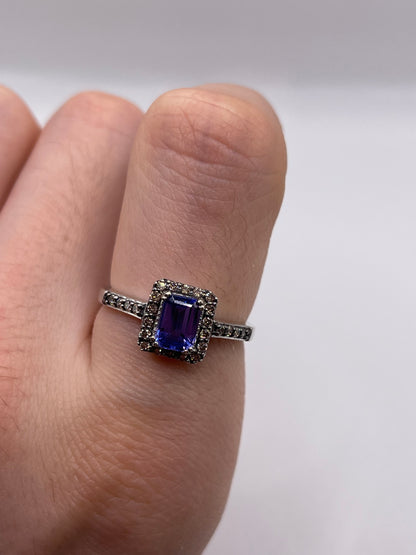 LeVian 14ct white gold tanzanite and diamond ring
