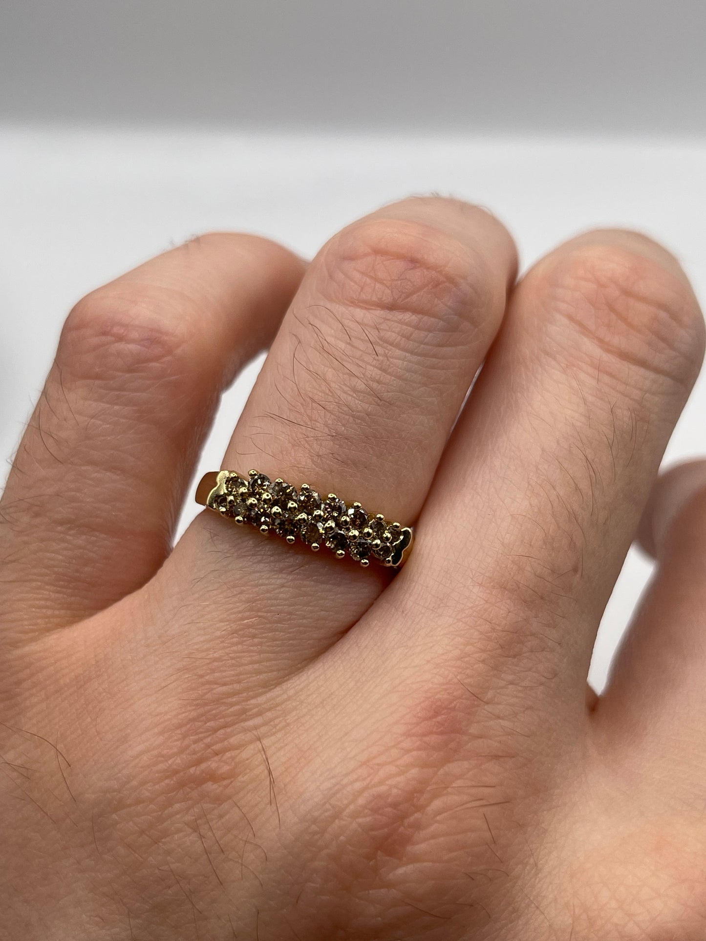 9ct gold cognac diamond cluster ring