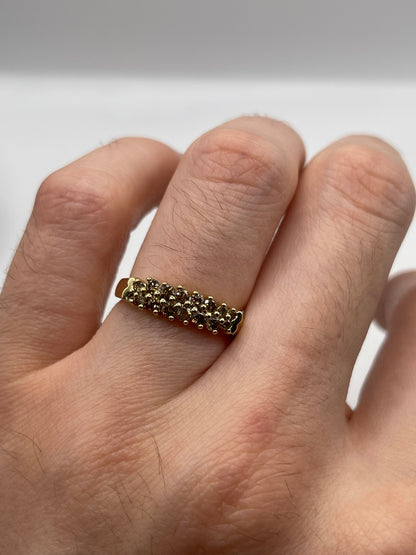 9ct gold cognac diamond cluster ring