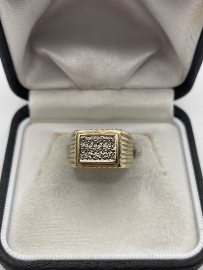 9ct gold diamond signet ring