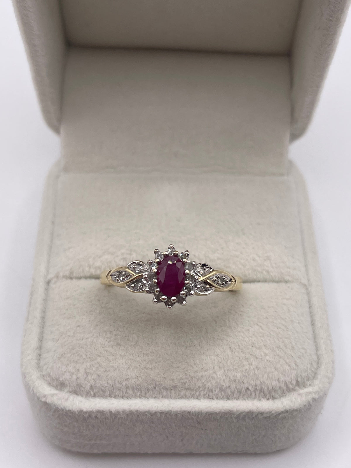 9ct gold ruby and diamond ring