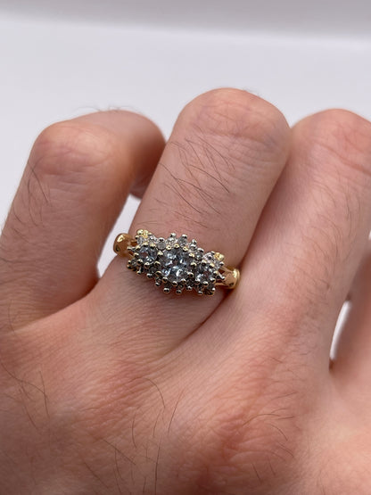 9ct gold aquamarine and diamond ring