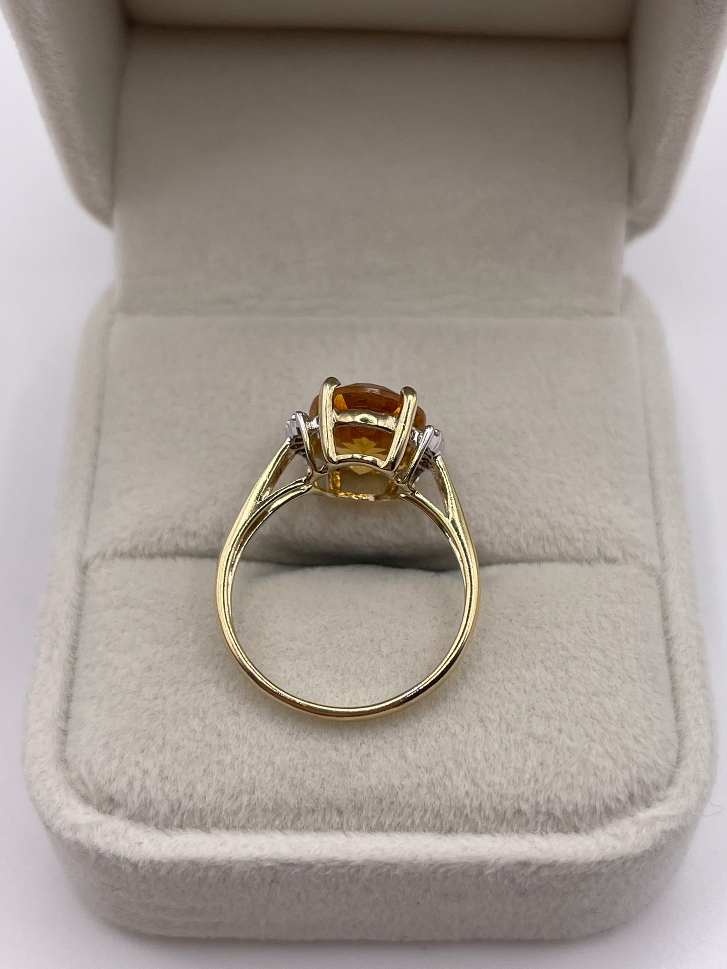 9ct gold citrine and diamond ring