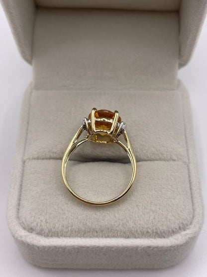9ct gold citrine and diamond ring