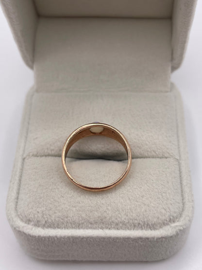 9ct rose gold opal and diamond gypsy ring