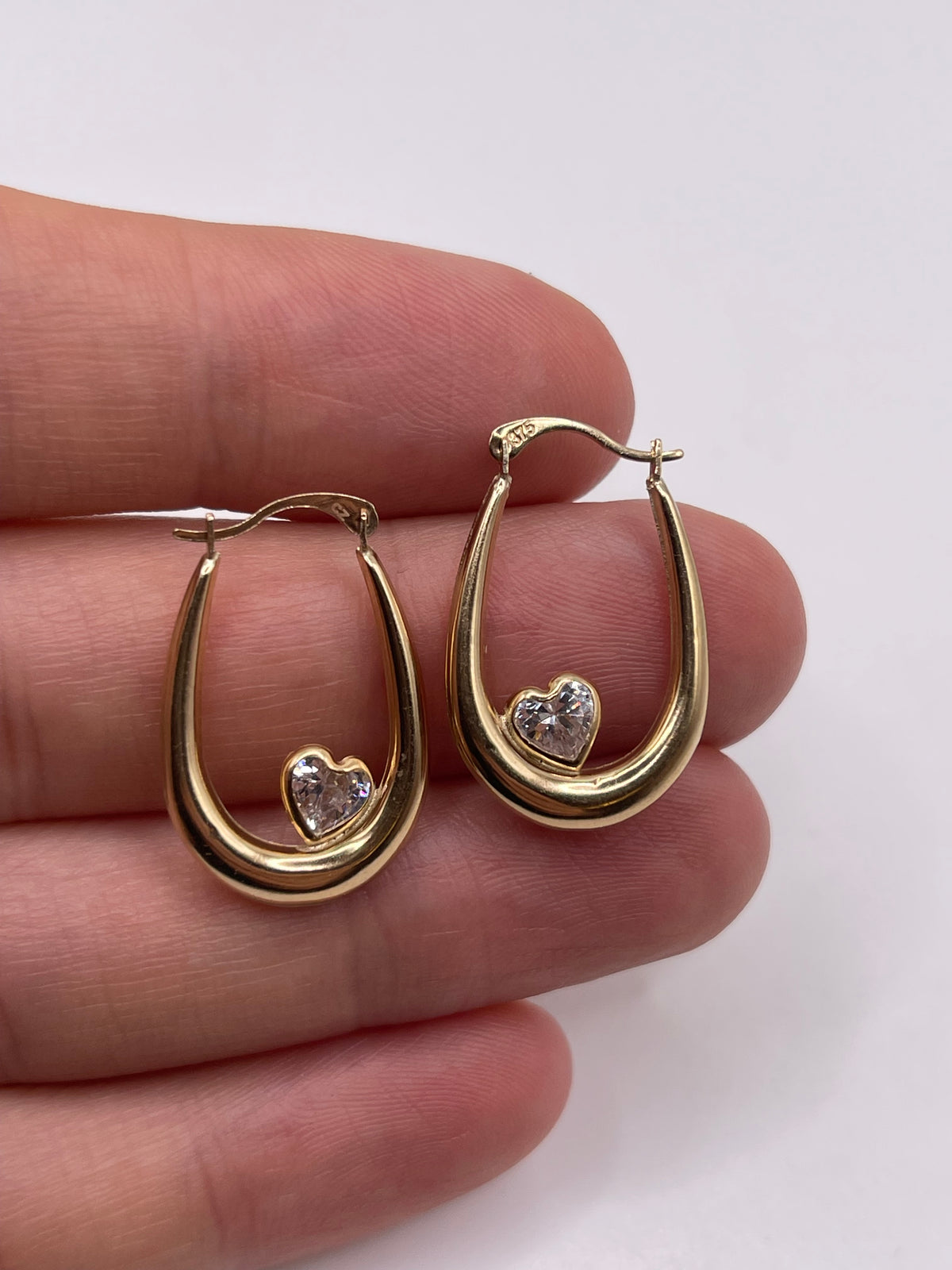 9ct gold cz Creole earrings