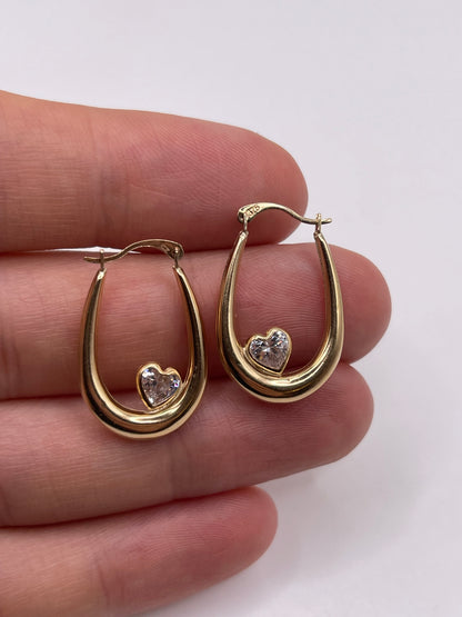 9ct gold cz Creole earrings
