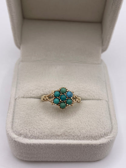 9ct gold turquoise cluster ring