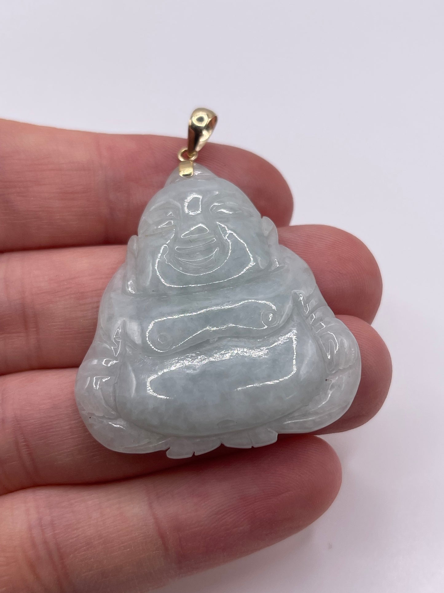 14ct gold jade Buddha pendant