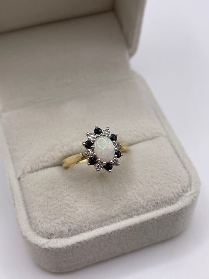 18ct gold opal and sapphire ring