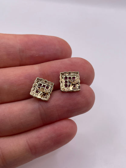 9ct gold ruby and diamond earrings