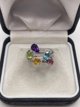 Load image into Gallery viewer, 18ct white gold multi gemstone and diamond ring
